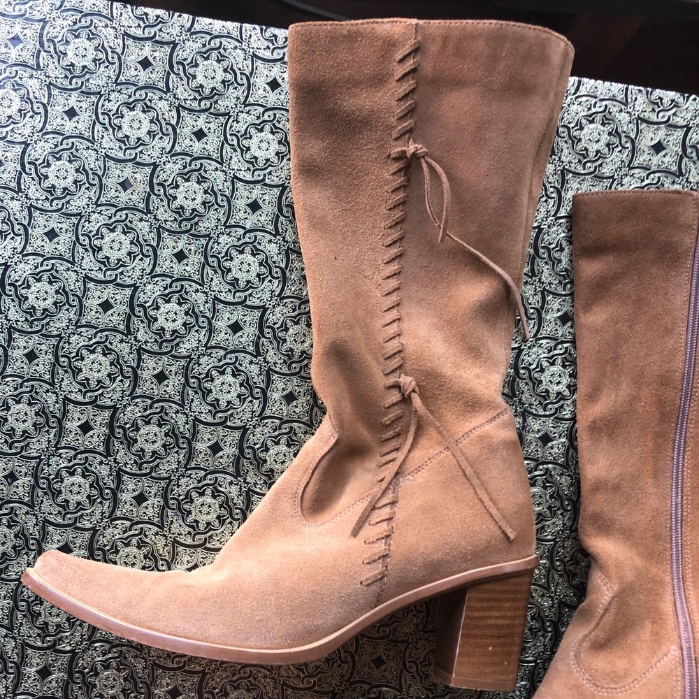 Retro vintage Italian  suade tan country boots